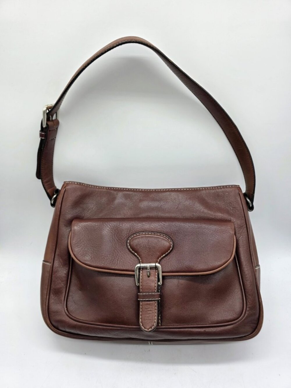 Brown Leather Messenger Bag Adrienne Vittadini Boho Western